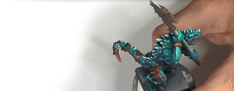 Painting Copper & Verdigris on a Lizardman Part 1