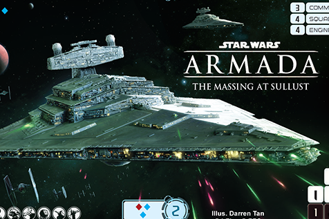 Star Wars Armada Imperial II-Class Star destroyer Promo Card massing at Sullust 
